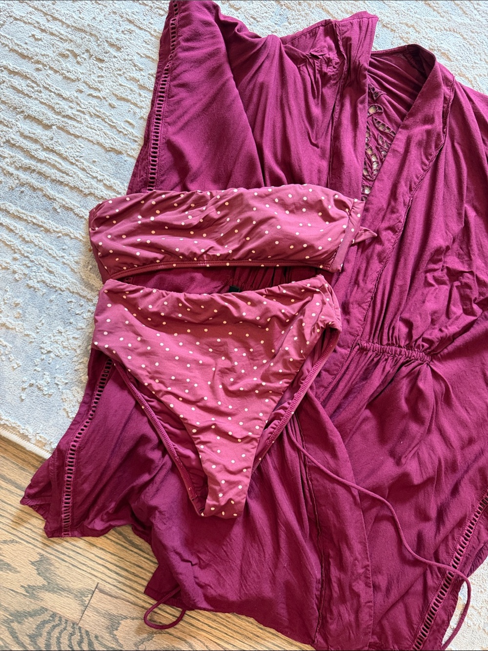Vix Magenta Polka Dot Bandeau Bikini Set